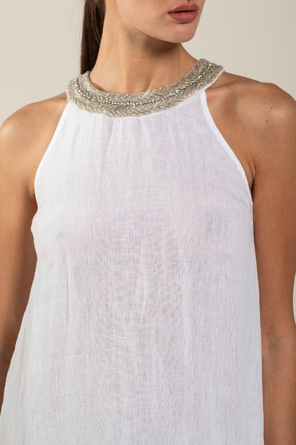 120% Lino Woman Crew Neck Of Paillettes Dress Negozio
