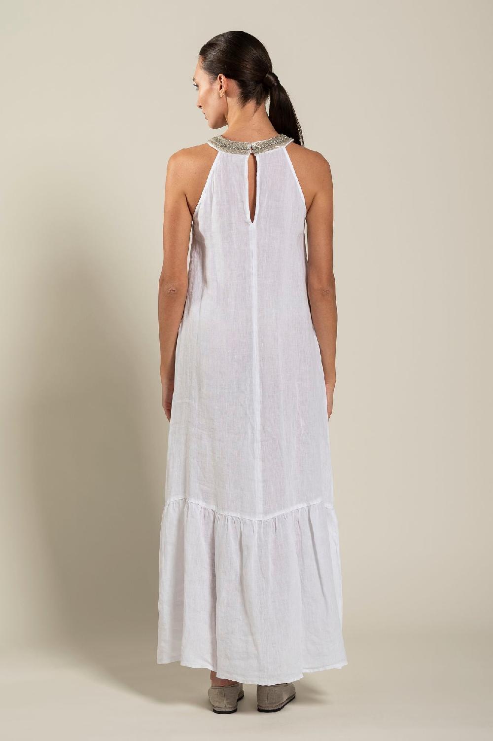 120% Lino Woman Crew Neck Of Paillettes Dress Negozio