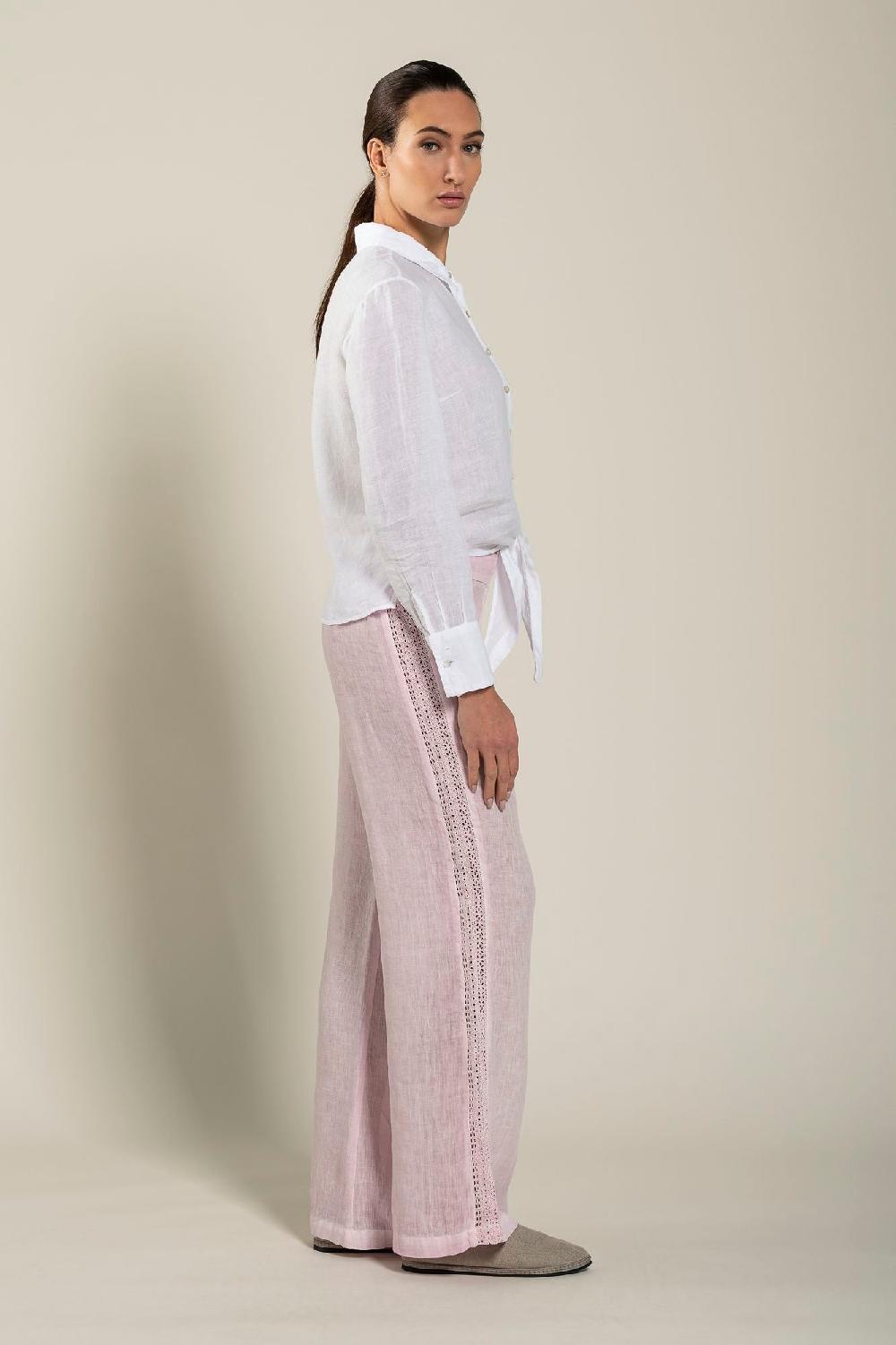 120% Lino Long Sleeve Woman Shirt With Knot Spedizione gratuita
