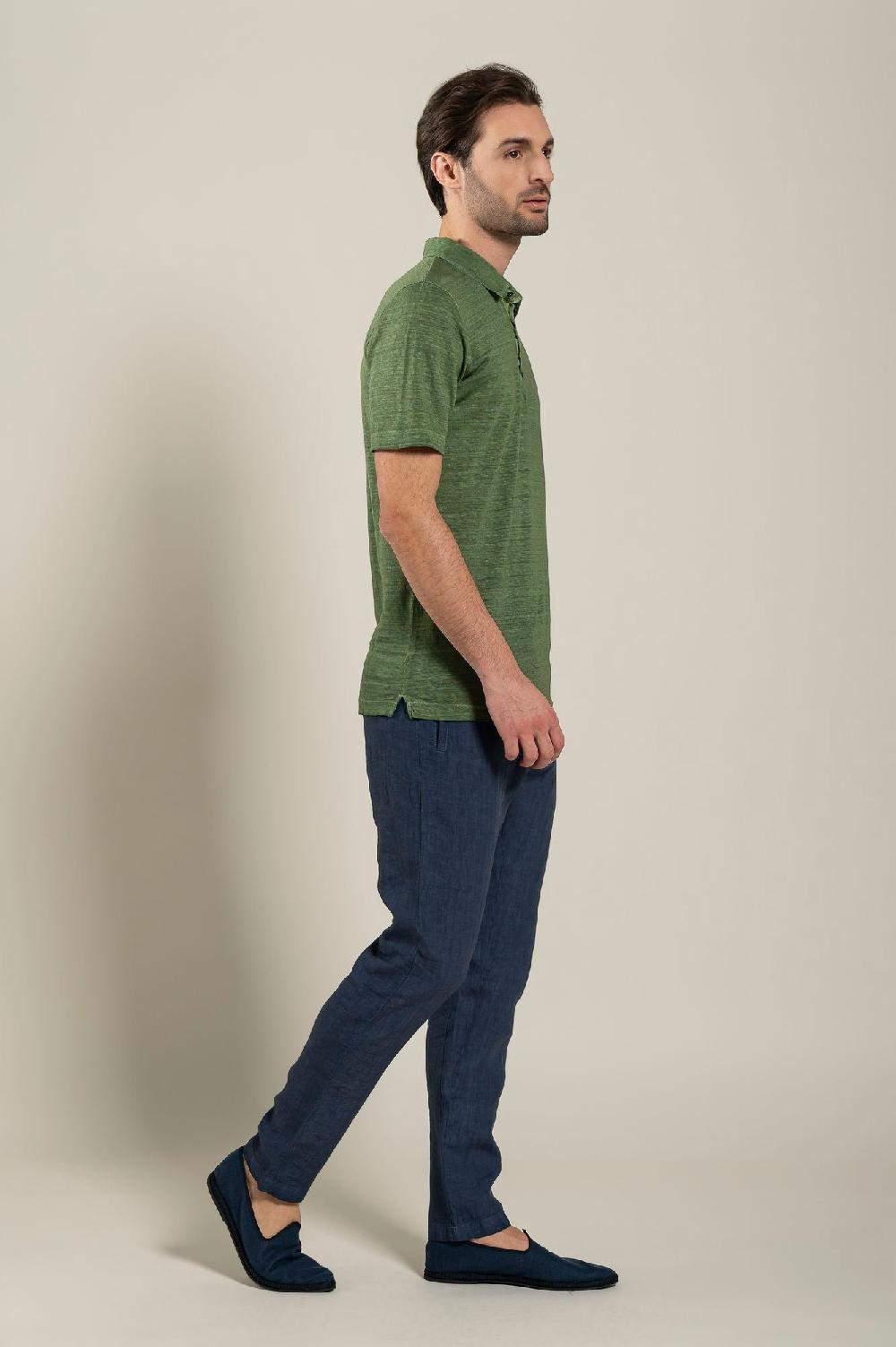 120% Lino Short Sleeve Man T-Shirt Polo Sconto di tempo limitato