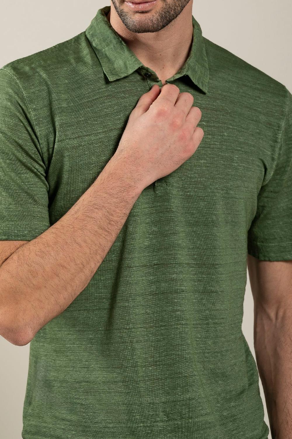 120% Lino Short Sleeve Man T-Shirt Polo Sconto di tempo limitato