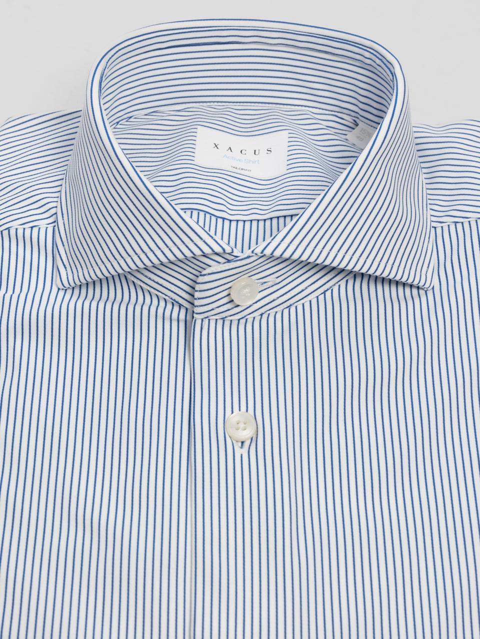 XACUS Camicia in Jersey Active Shirt a Righe Bianco/Blu I Più Venduti