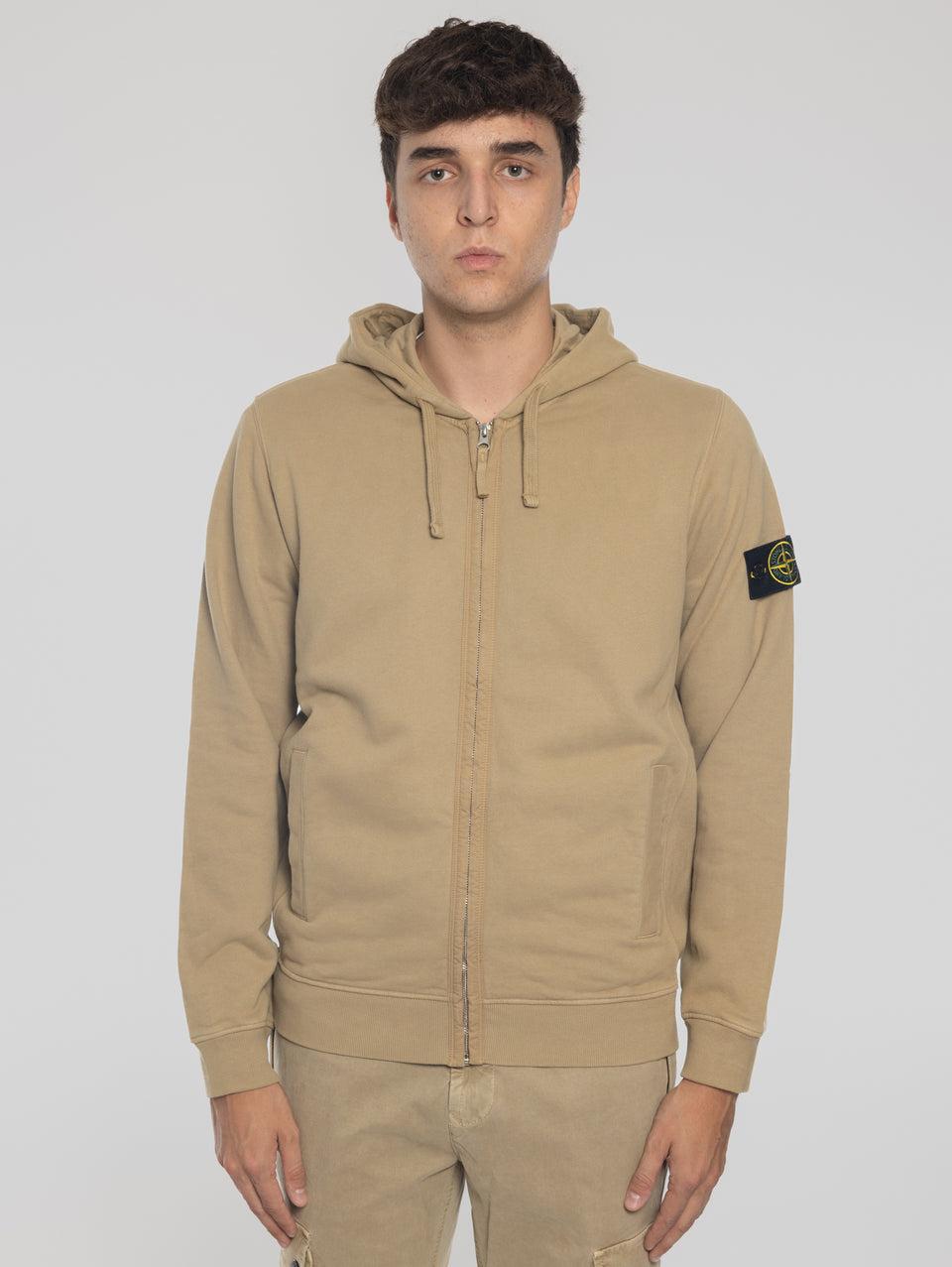 STONE ISLAND Felpa Full Zip in Cotone Organico Biscotto Promozione Limitata