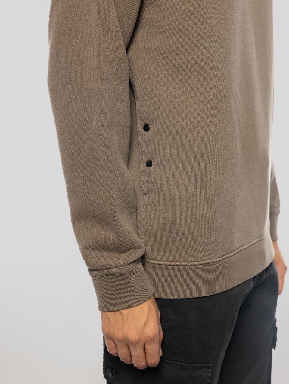 STONE ISLAND Felpa Girocollo in Cotone Diagonale Noce Sconto