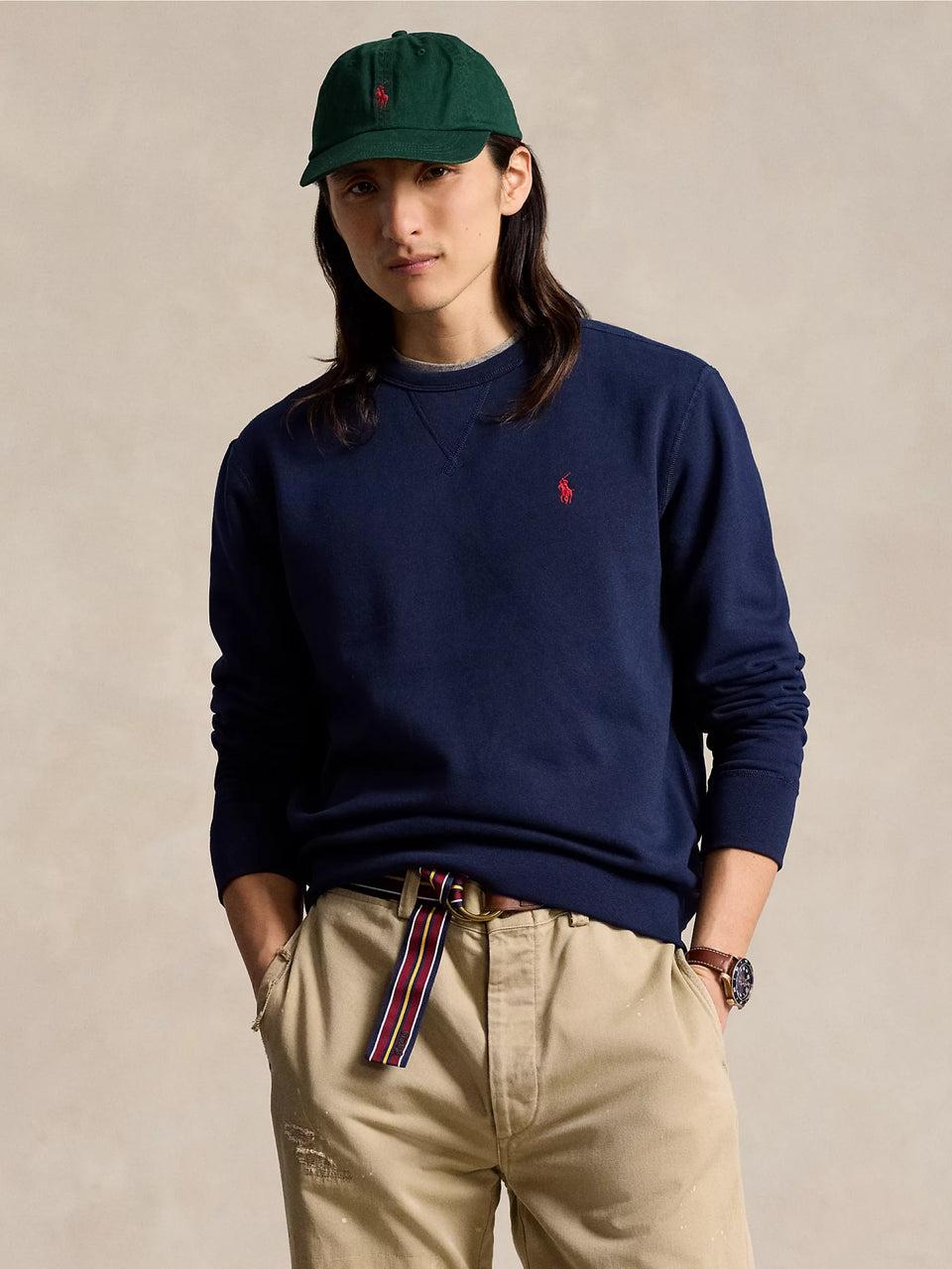 RALPH LAUREN Felpa Girocollo in Cotone Blu Offerta