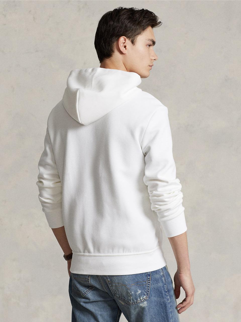 RALPH LAUREN Felpa con Cappuccio e Zip in Maglia Doppia Bianco Economico