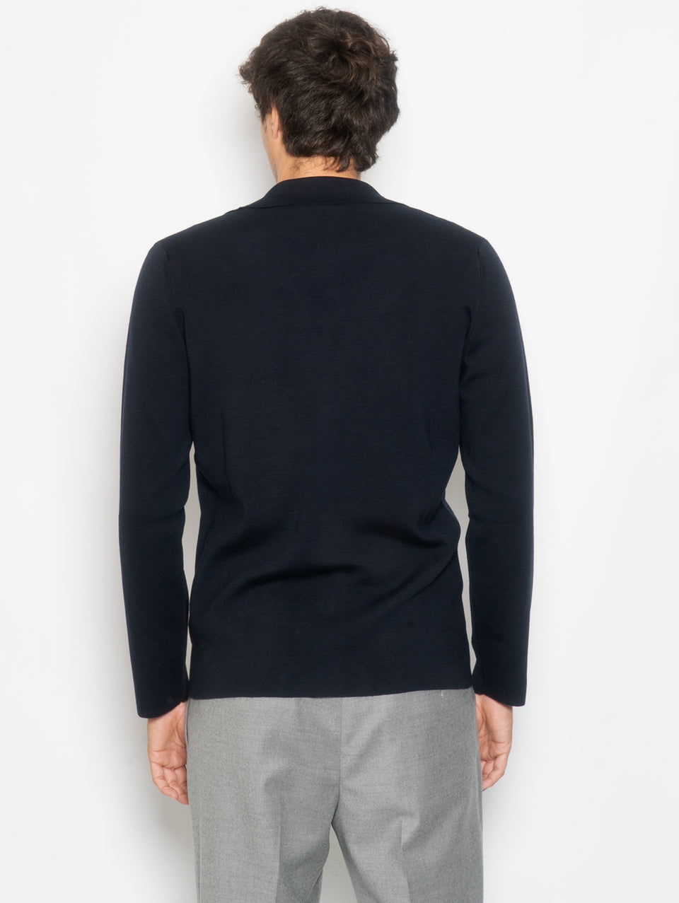 ALPHA STUDIO Giacca in Maglia di Lana Extrafine Blu Notte In Saldo