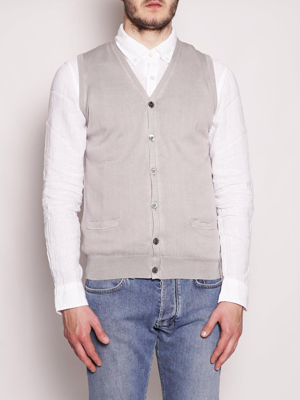 ALPHA STUDIO Gilet in Cotone Frosted Perla Promozione Limitata