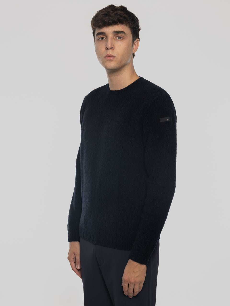 RRD Maglia Girocollo in Lana Bouclé Blu Scuro Offerta settimanale