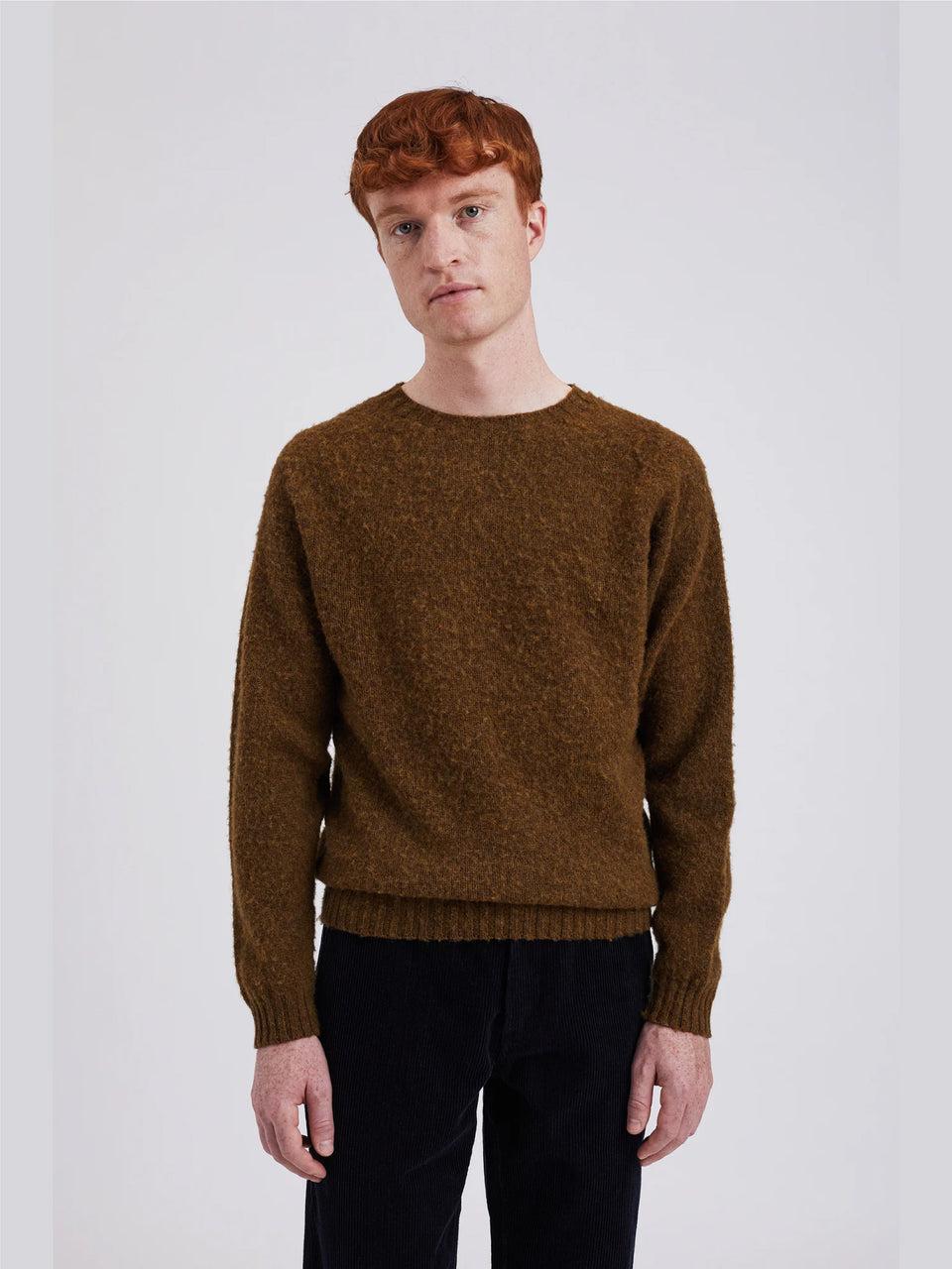 NORSE PROJECTS Maglia Girocollo in Lana Scozzese Birnir Oliva Negozi Online