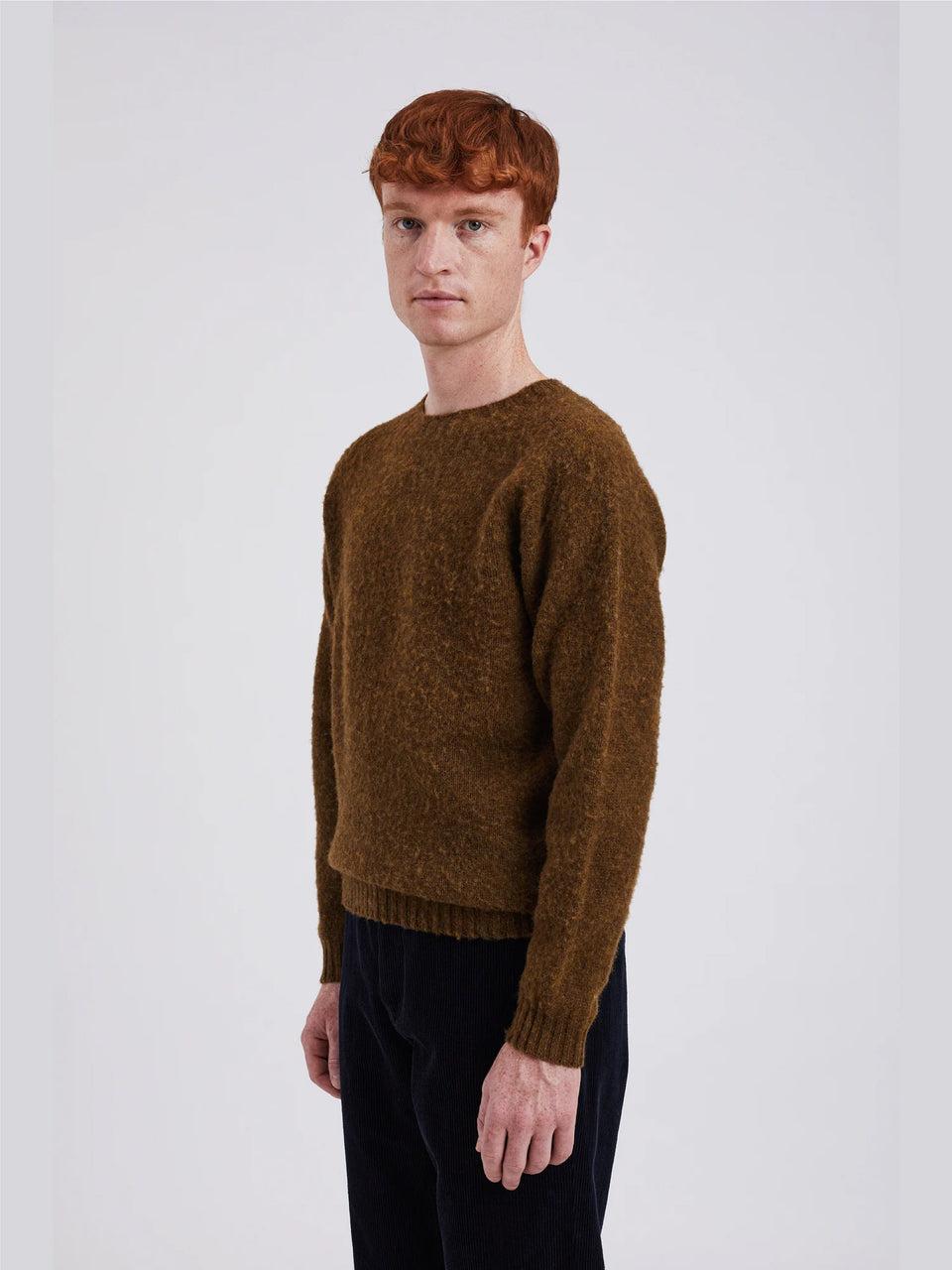 NORSE PROJECTS Maglia Girocollo in Lana Scozzese Birnir Oliva Negozi Online