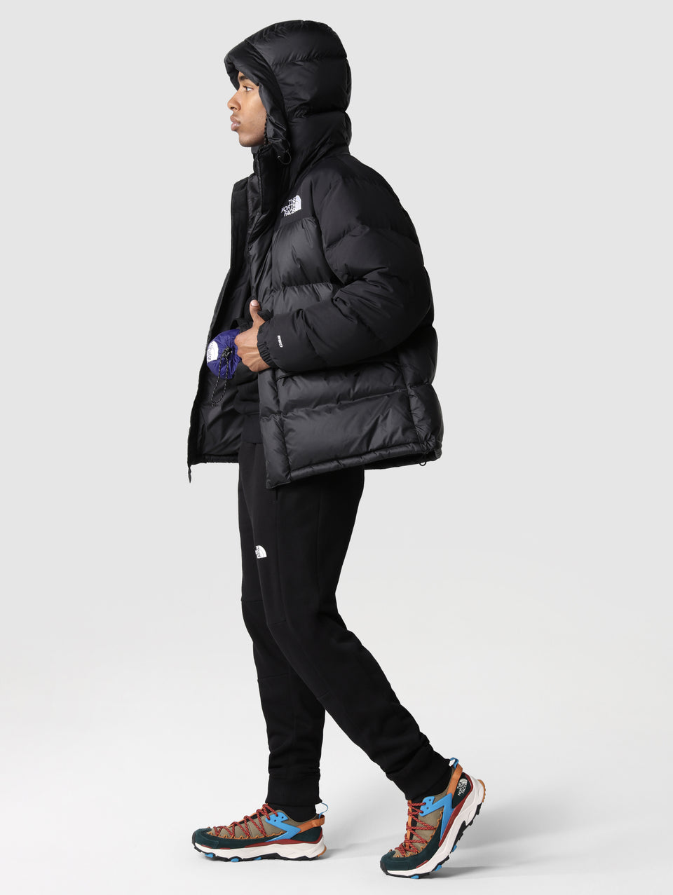 THE NORTH FACE Piumino con Cappuccio Color Block Himalayan Nero Trasporto libero internazionale