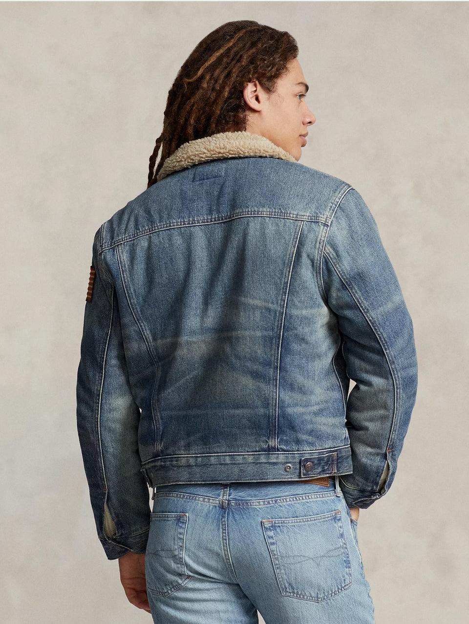 RALPH LAUREN Giacca in Denim con Fodera in Pile Blu 50% di sconto per tempo limitato