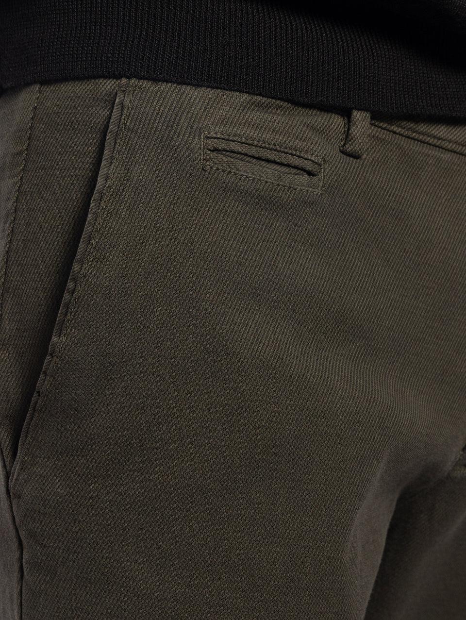 BRIGLIA 1949 Pantaloni Slim in Cotone Armaturato Verde Promozione Limitata