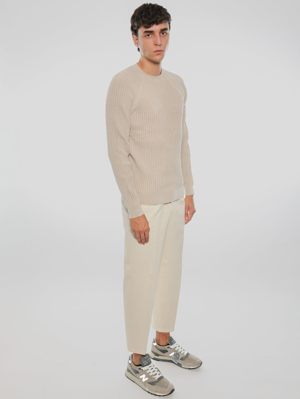 BRIGLIA 1949 Pantaloni in Bull Denim con Pinces Beige Shopping Online