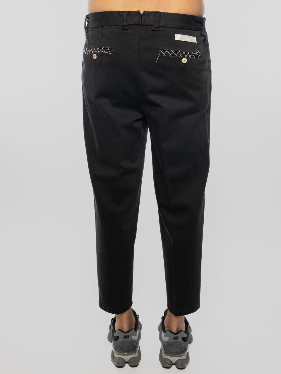 BRIGLIA 1949 Pantaloni in Bull Denim con Pinces Nero Affare Del Giorno