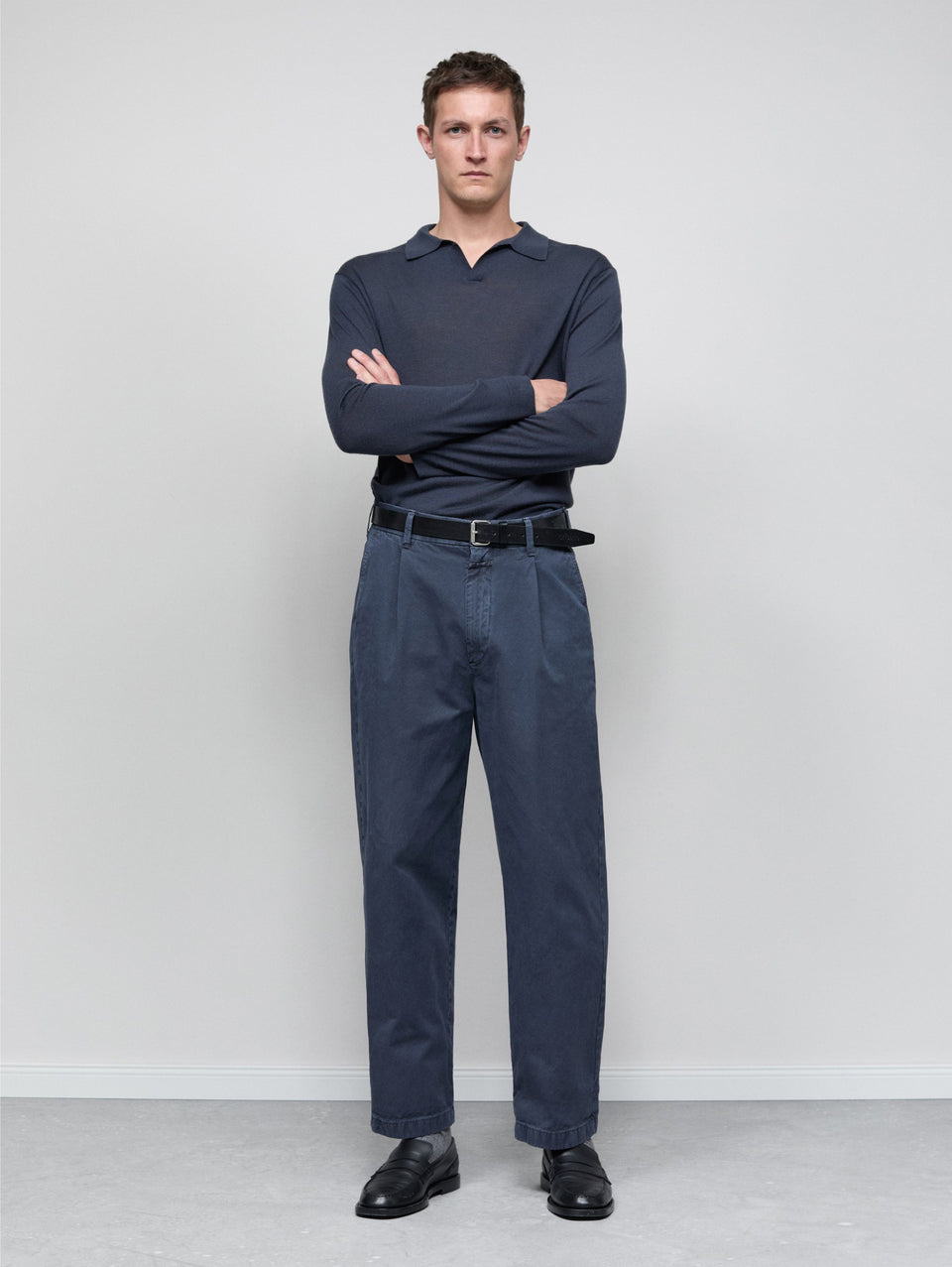 CLOSED Pantaloni Ampi con Pences Blu Fumo Prezzo Ridotto