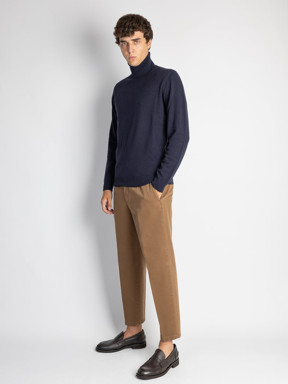 BRIGLIA 1949 Pantaloni in Bull Denim con Pinces Tabacco Sconto