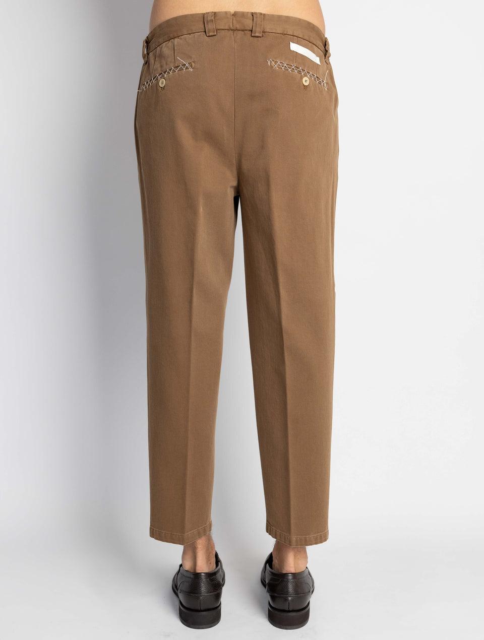 BRIGLIA 1949 Pantaloni in Bull Denim con Pinces Tabacco Sconto