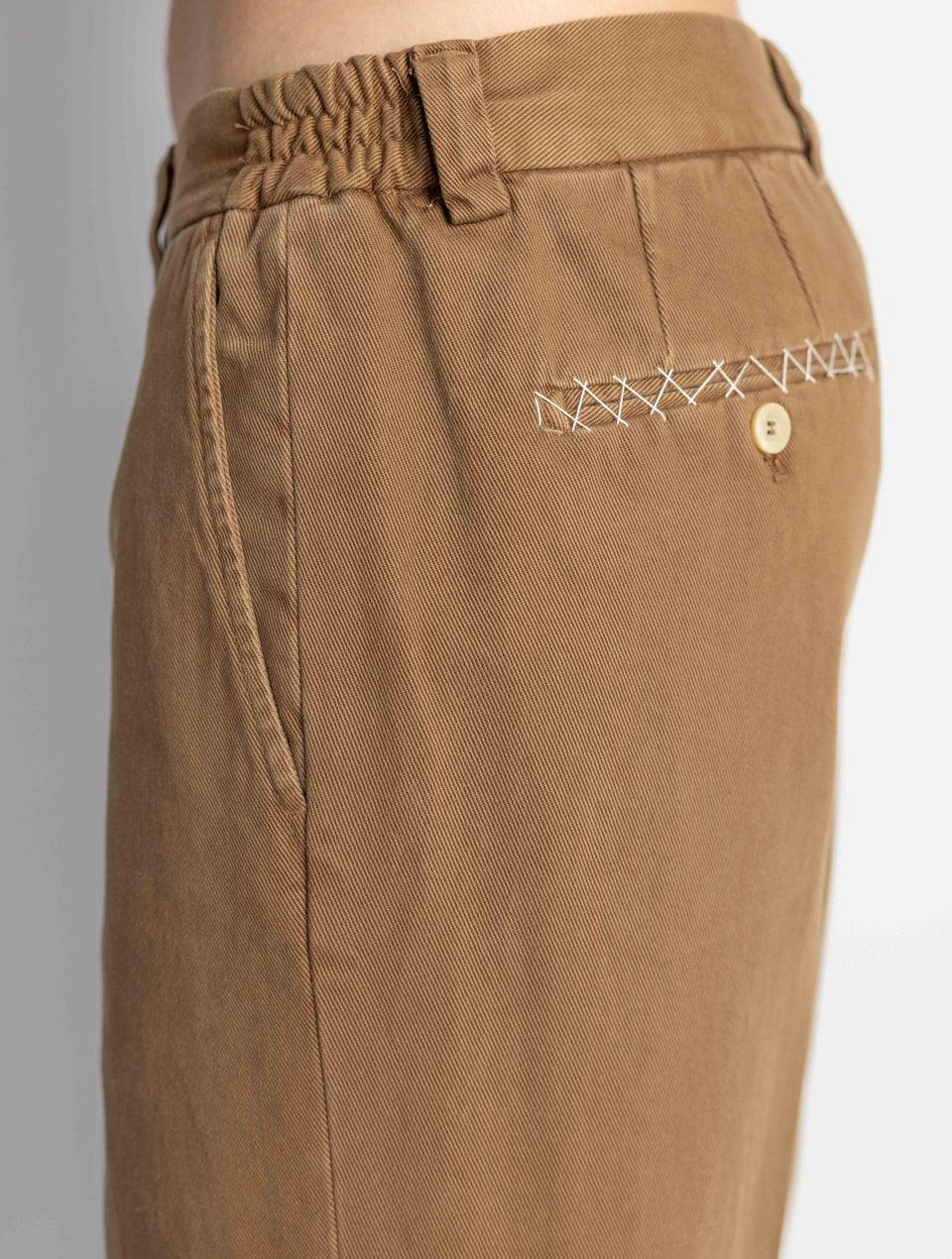 BRIGLIA 1949 Pantaloni in Bull Denim con Pinces Tabacco Sconto