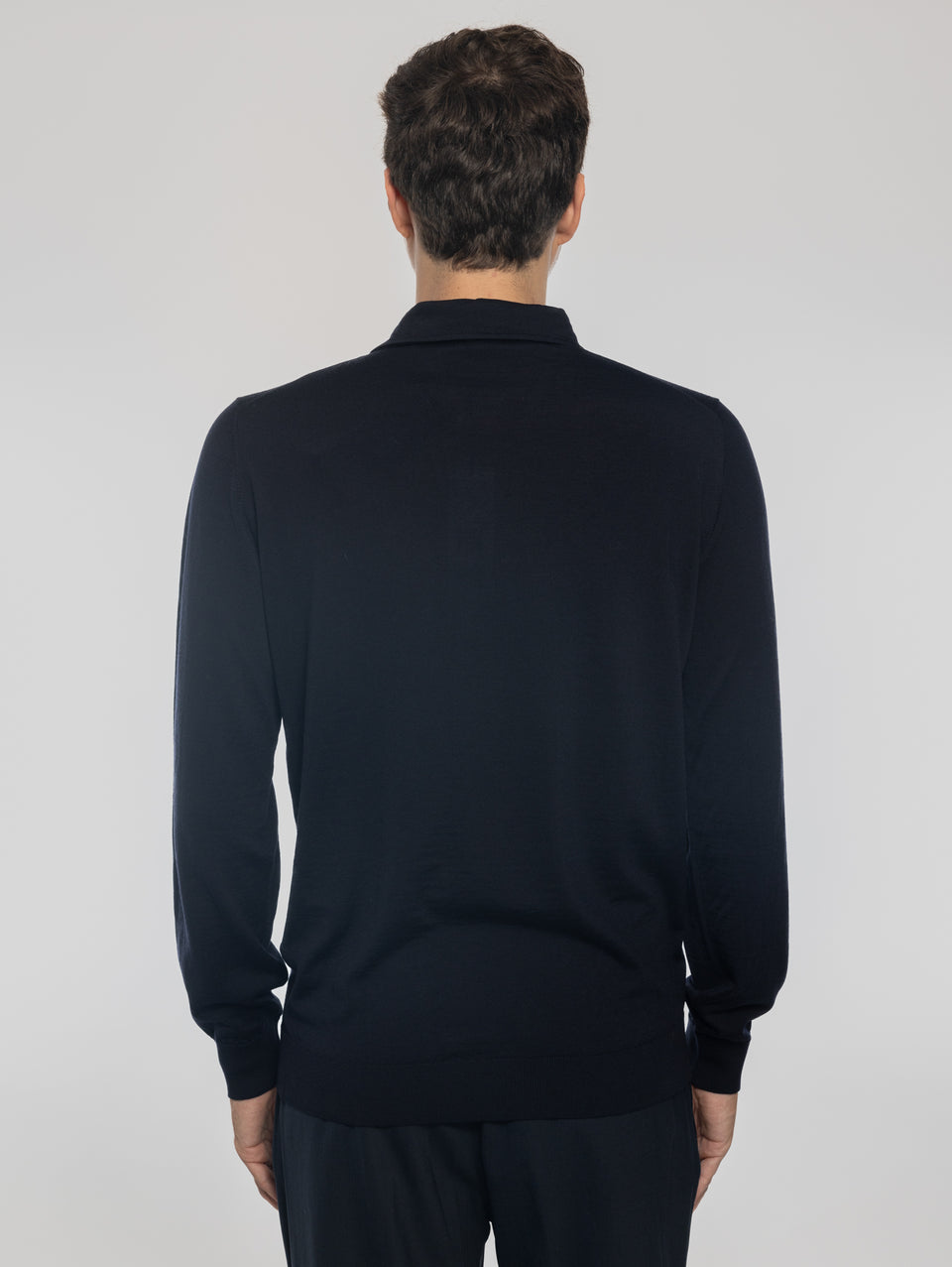 ALPHA STUDIO Polo in Lana con Collo Costruito Blu Notte In Vendita