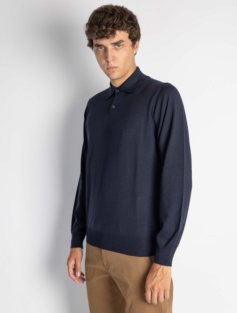 ALPHA STUDIO Polo Manica Lunga Blu Saldi