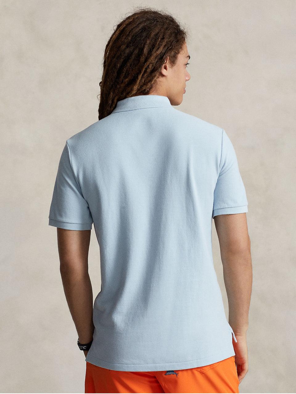 RALPH LAUREN Polo in Mesh Slim Fit Blu Cielo Vendita Economica