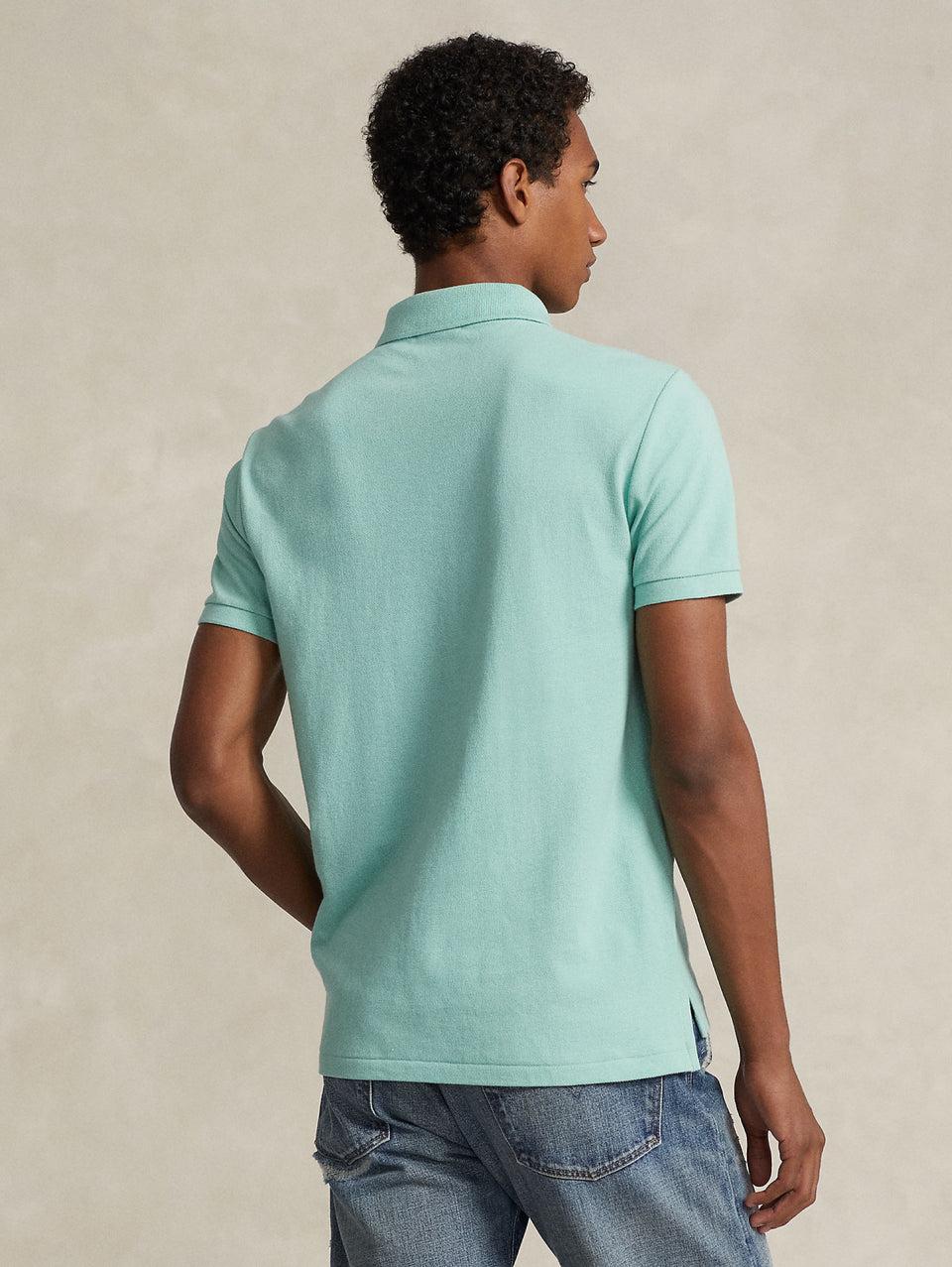 RALPH LAUREN Polo in Mesh Slim Fit Acqua Saldi Di Fabbrica