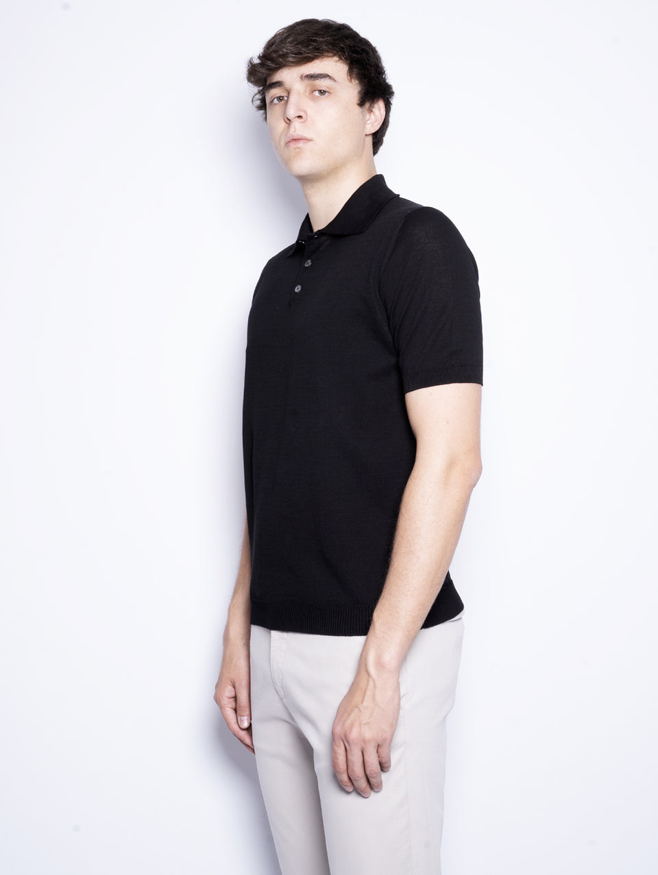ALPHA STUDIO Polo con Tre Bottoni Nero Nuova