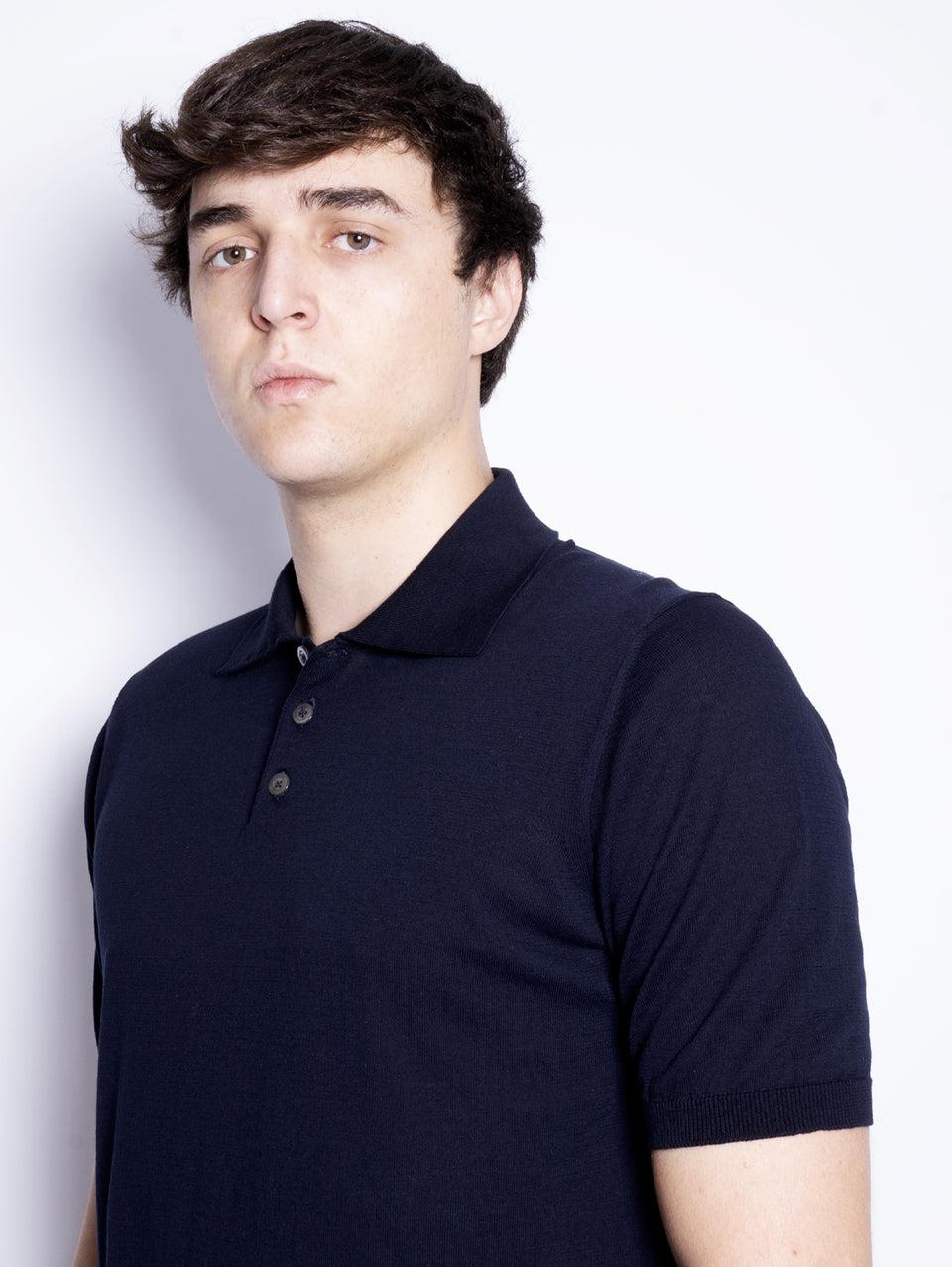 ALPHA STUDIO Polo con Tre Bottoni Blu Notte Moda