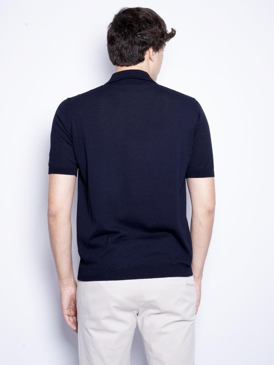 ALPHA STUDIO Polo con Tre Bottoni Blu Notte Moda