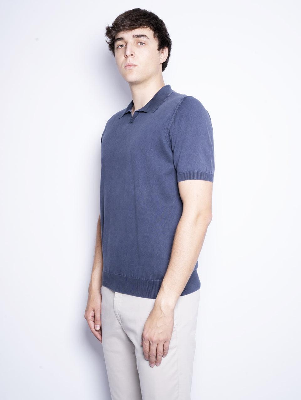 ALPHA STUDIO Polo in Cotone Tinto in Capo Blu Prezzo di fabbrica