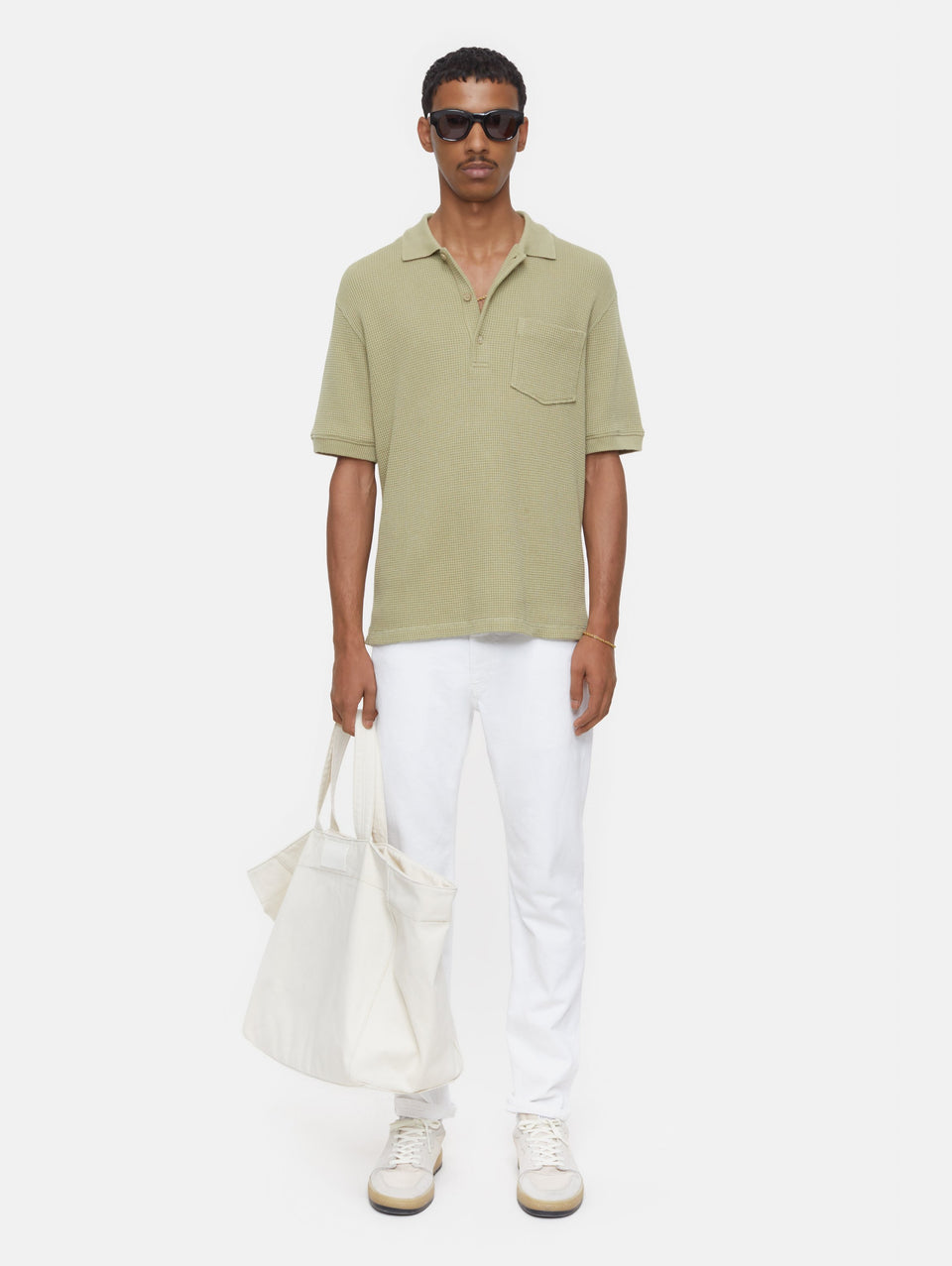 CLOSED Polo in Tessuto Waffle Salvia Offerta speciale