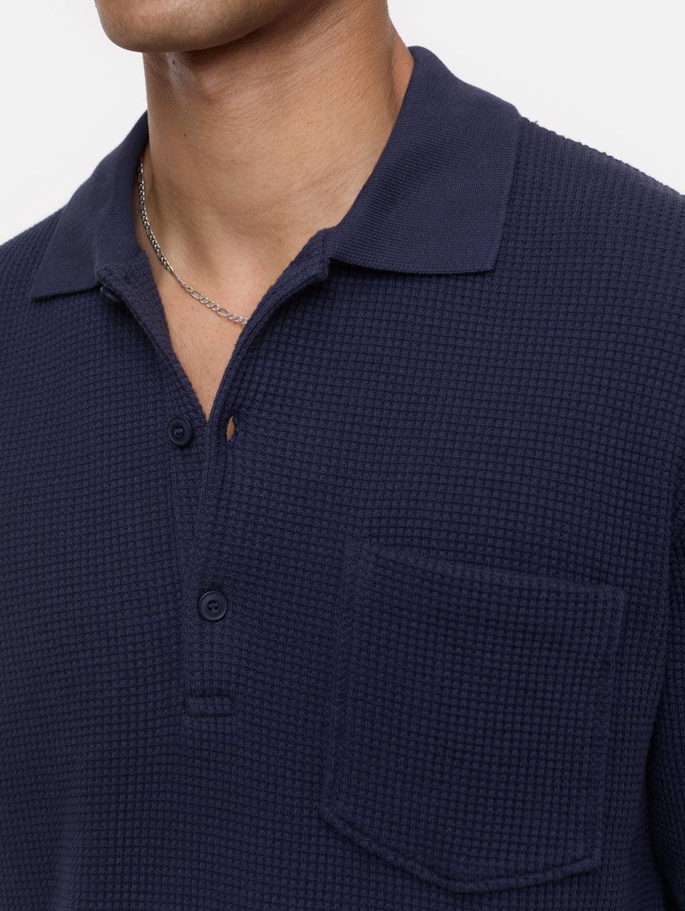 CLOSED Polo in Tessuto Waffle Blu Comprare a buon mercato