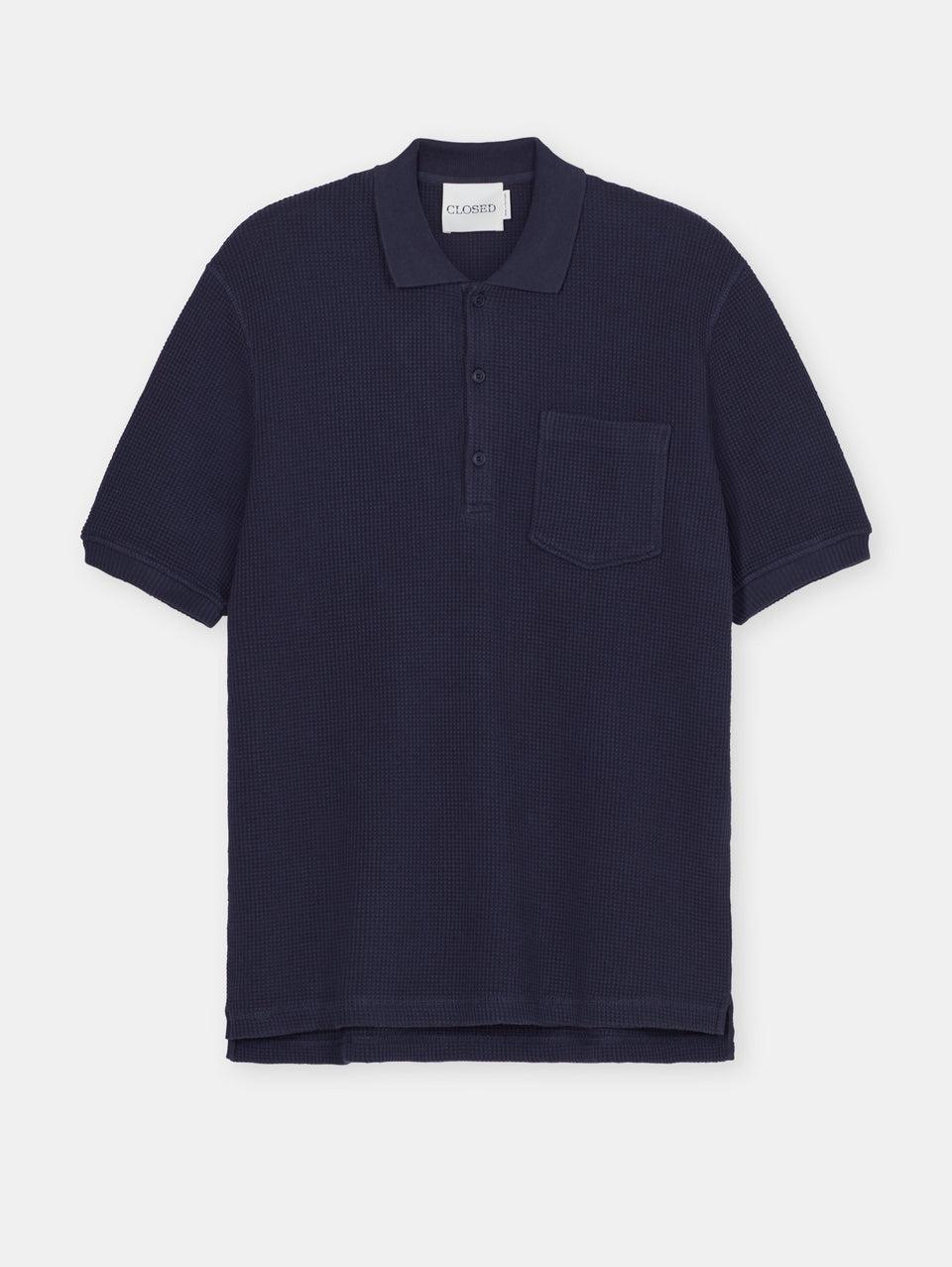 CLOSED Polo in Tessuto Waffle Blu Comprare a buon mercato