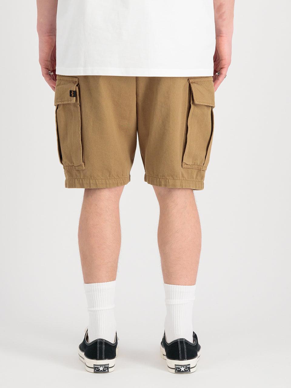 ALPHA INDUSTRIES Shorts Cargo con Pince in Twill di Cotone Khaki Fornitura limitata