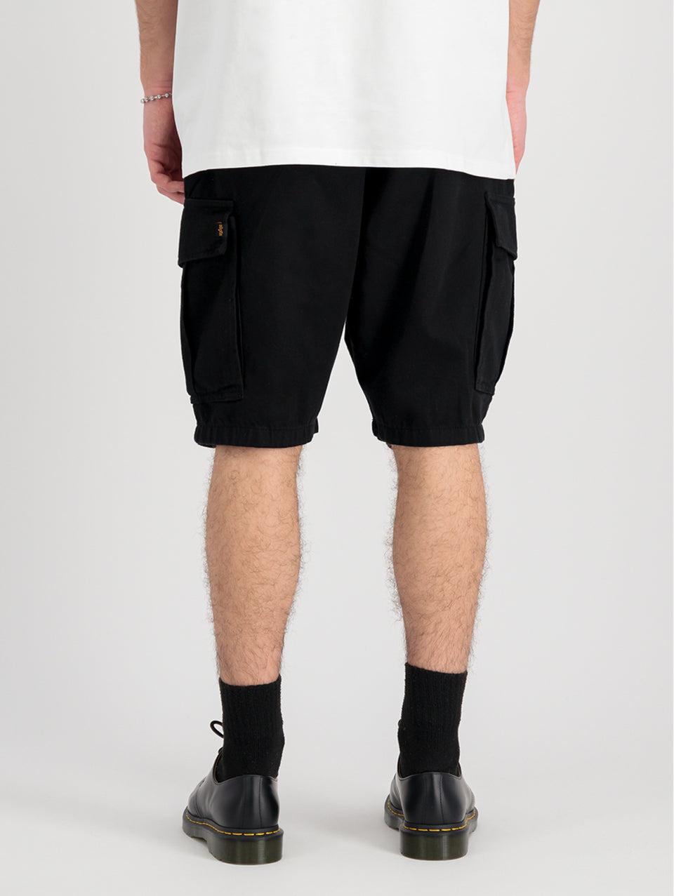ALPHA INDUSTRIES Shorts Cargo con Pince in Twill di Cotone Nero Shopping online