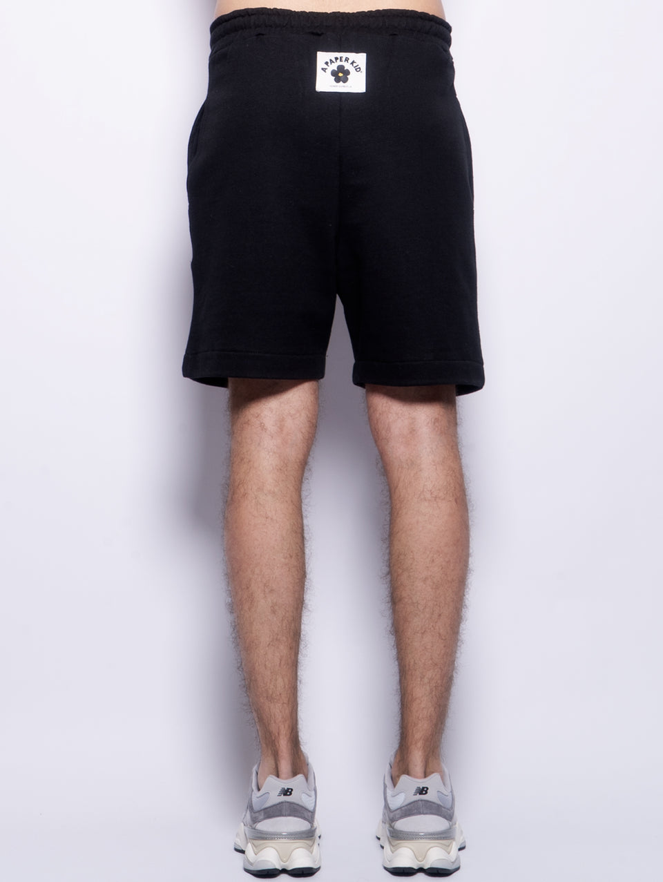 A PAPER KID Shorts in Felpa con Pince Nero Offerta Pasqua