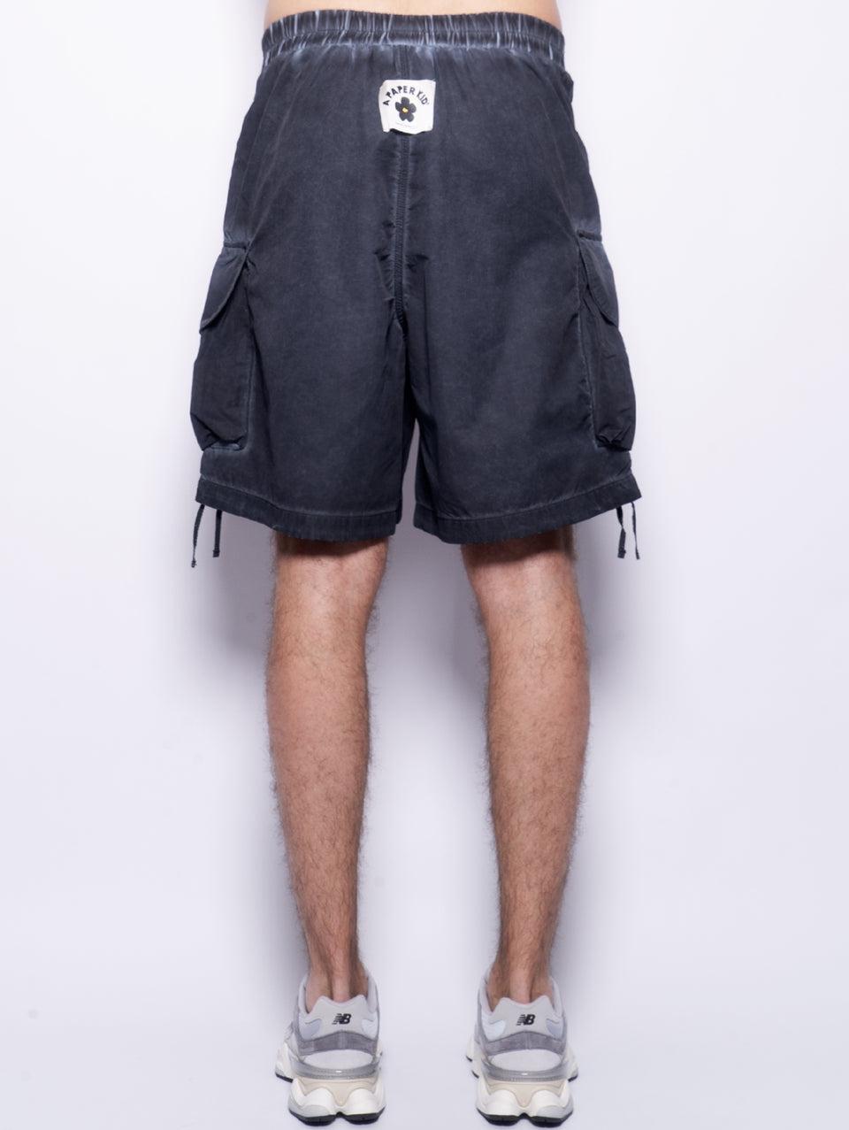 A PAPER KID Shorts Cargo in Nylon Nero Offerta Giorno del Papà
