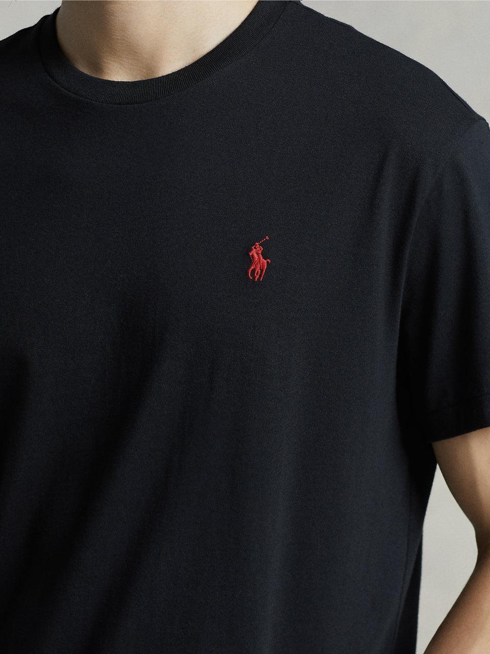 RALPH LAUREN T-shirt in Cotone Basica Nero Offerta temporanea