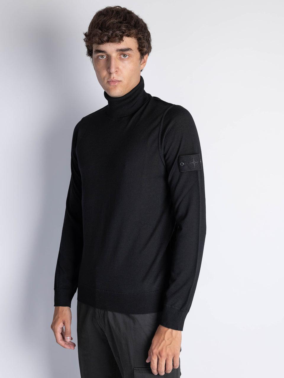 STONE ISLAND Maglia Collo Alto Ghost in Lana Nero Offerte stagionali