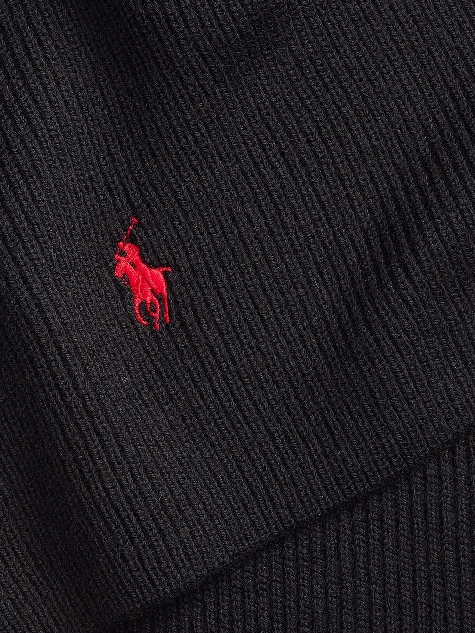 RALPH LAUREN Sciarpa con Lavorazione a Coste Nero Offerta