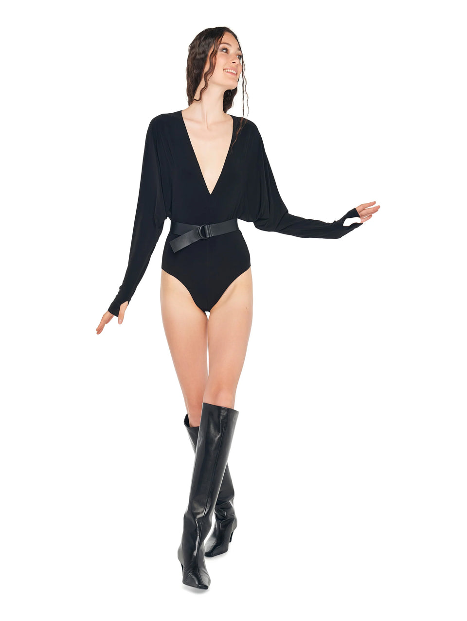 NORMA KAMALI Body con Scollo a V Nero 50% di sconto con spedizione gratuita