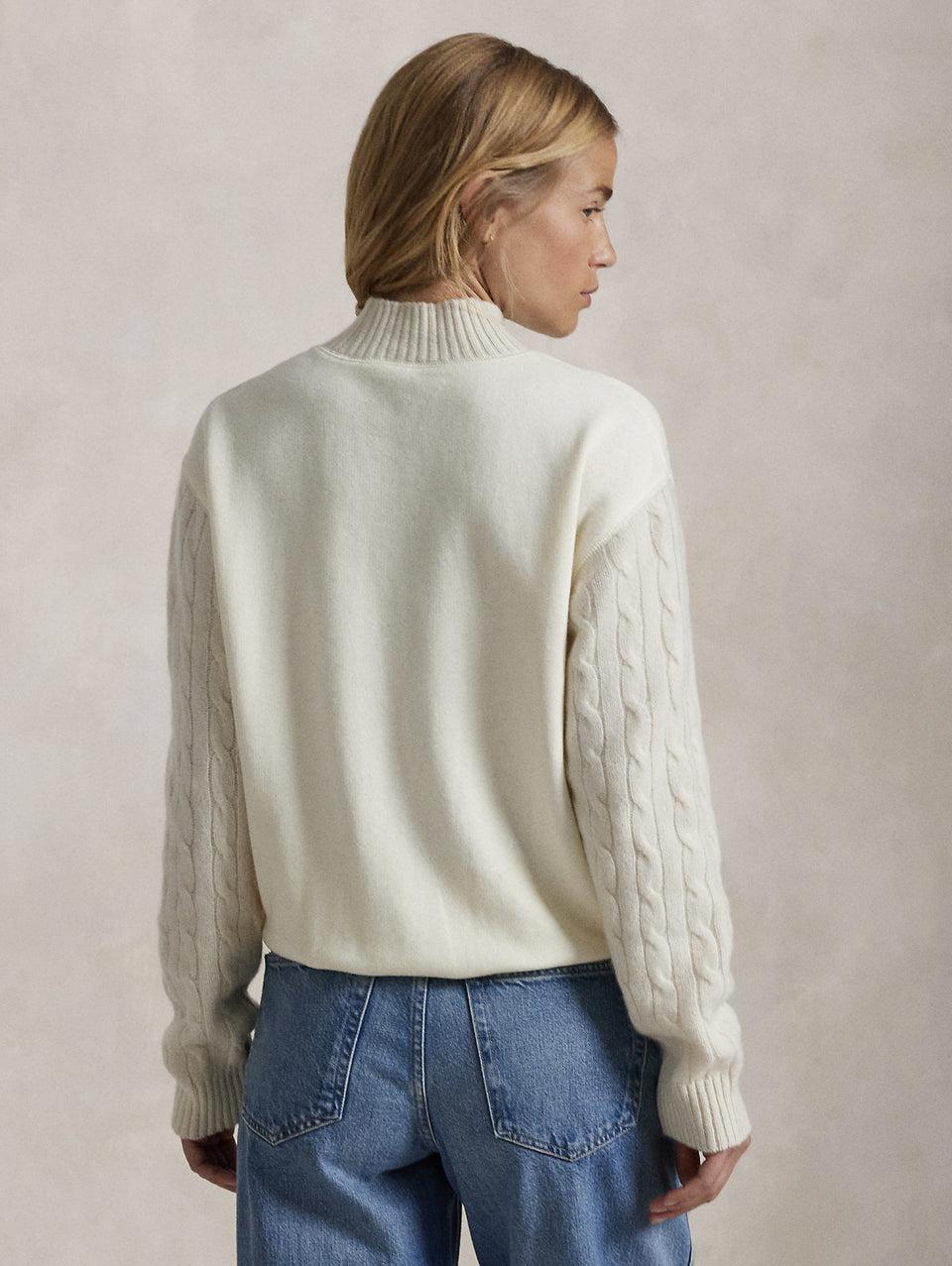 RALPH LAUREN Felpa con Collo Alto Crema Esporta salva