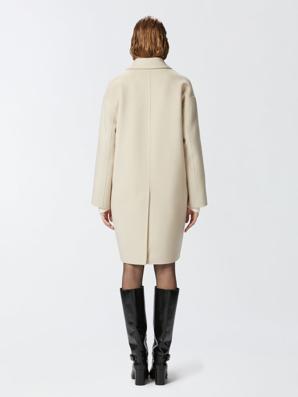 PINKO Cappotto Monopetto in Double di Lana Beige Duty-free