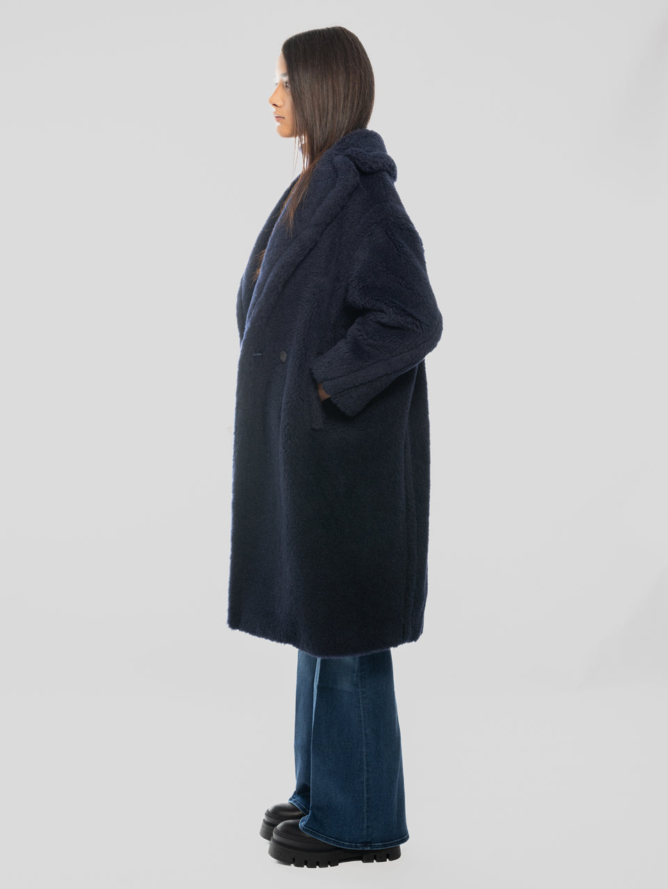 MAX MARA Cappotto TedGirl in Alpaca e Lana Blu Italy