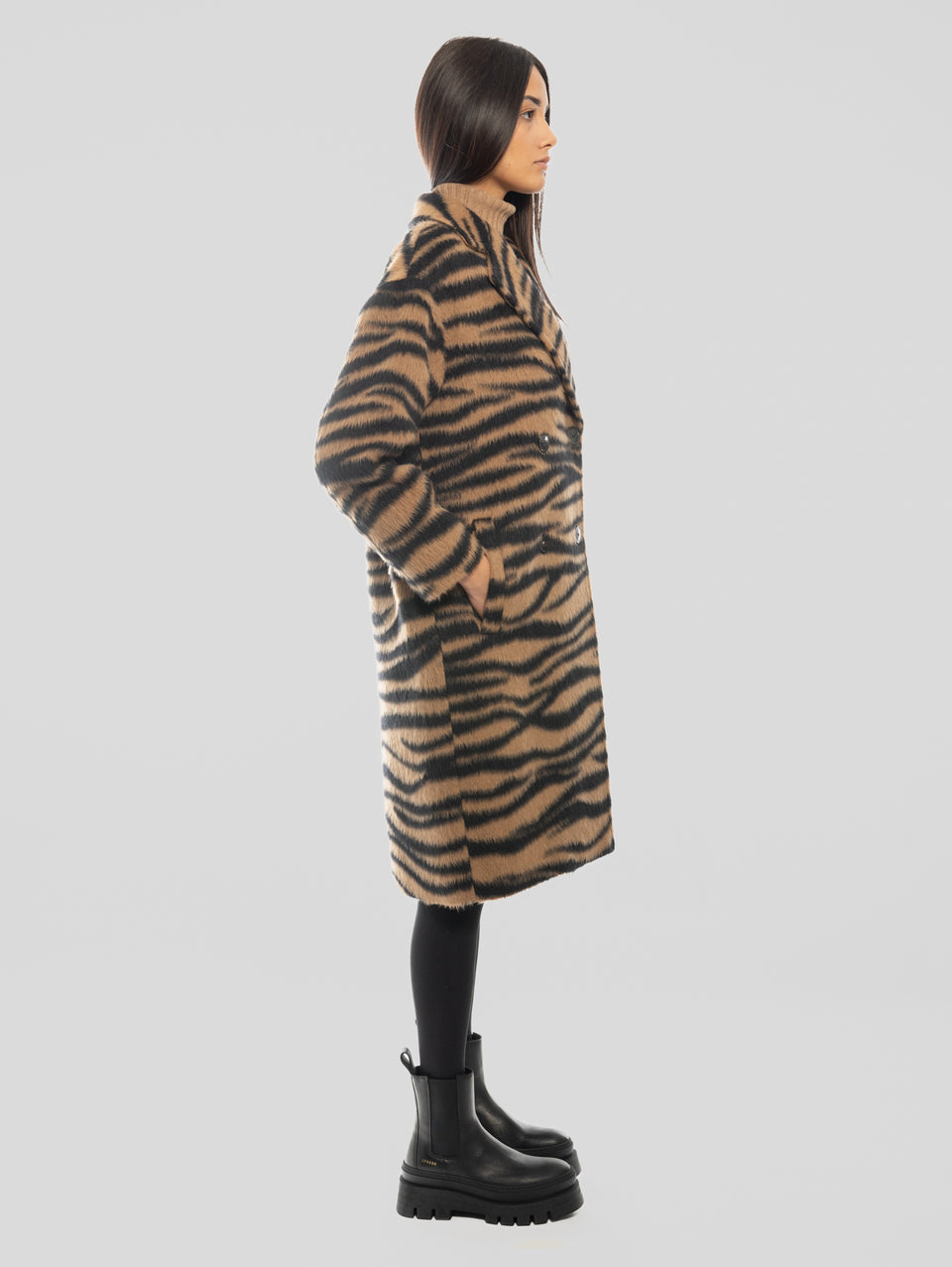 MAX MARA Cappotto Jacquard Animalier Vidim Cammello Italia
