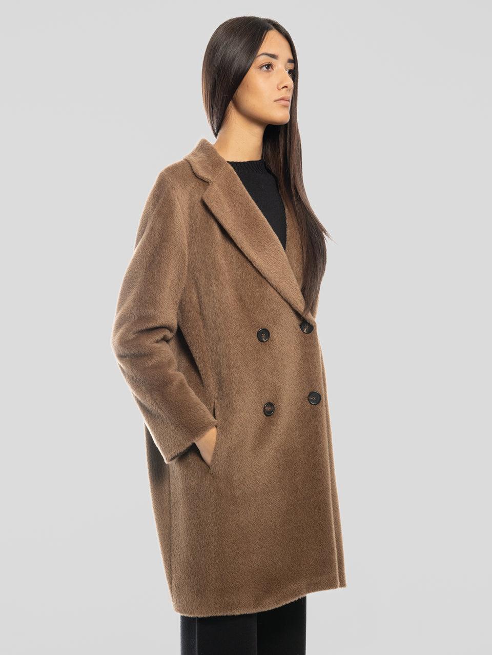 MAX MARA Cappotto Doppiopetto in Alpaca e Lana Roseto Cammello Nuovo