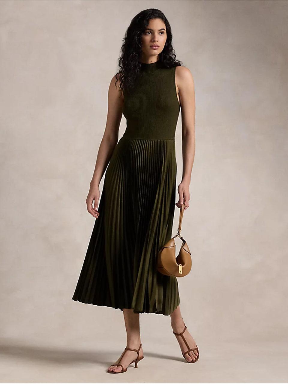 RALPH LAUREN Abito Senza Maniche da Cocktail Verde Loden Acquista Ora