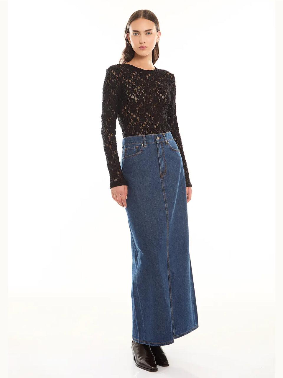 P.A.R.O.S.H. Blusa in Pizzo Girocollo Nero Economico